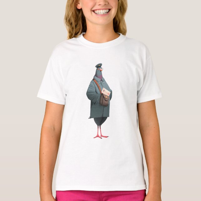 Illustration einer Brieftauben-Postbotin T-Shirt (Vorderseite)