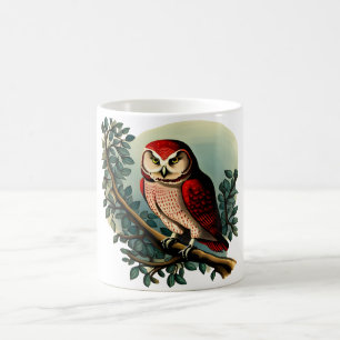 Illustration einer Cartoon-Eule im Vintage-Look Kaffeetasse