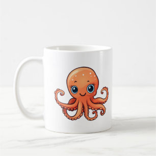 Illustration einer Cartoon-Kraken Kaffeetasse