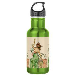 Illustration einer Champagner-Lady im Stil des Jug Edelstahlflasche