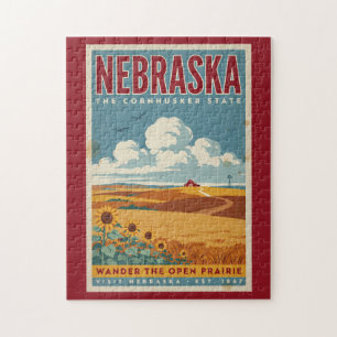 Illustration einer Farm in der Nebraska-Prärie, Re