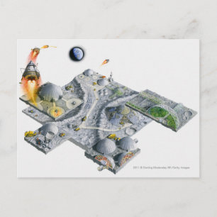 Illustration einer futuristischen Basis auf dem Mo Postkarte