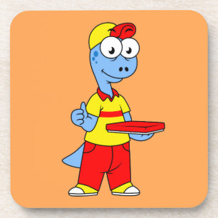 Illustration einer Person, die Brontosaurus liefer Getränkeuntersetzer