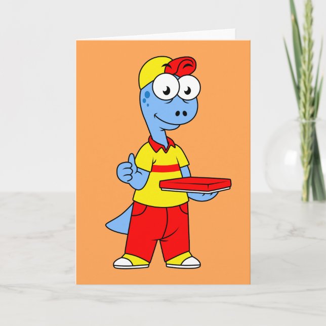 Illustration einer Person, die Brontosaurus liefer Karte (Vorderseite)