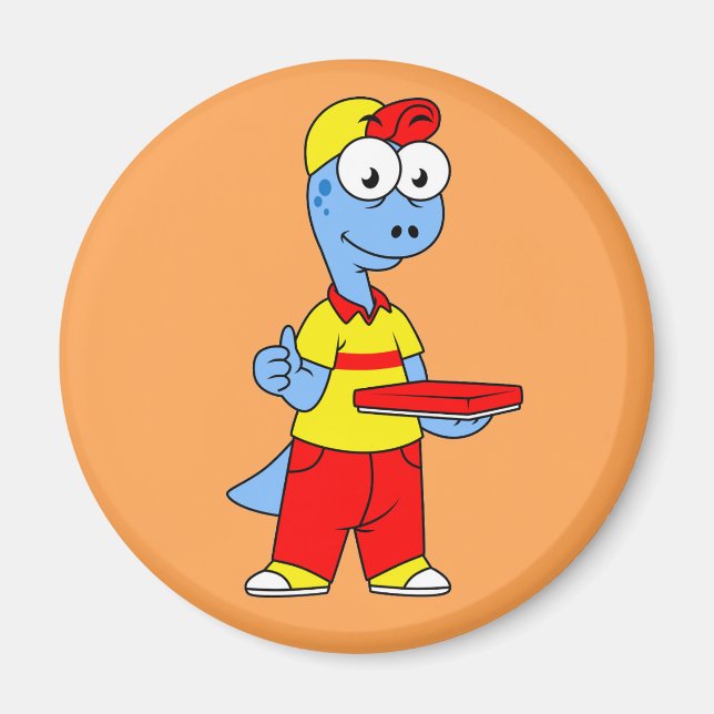 Illustration einer Person, die Brontosaurus liefer Magnet (Vorne)