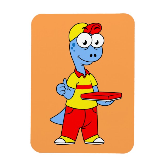 Illustration einer Person, die Brontosaurus liefer Magnet (Vertikal)