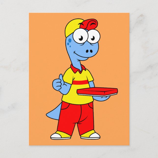 Illustration einer Person, die Brontosaurus liefer Postkarte (Vorderseite)