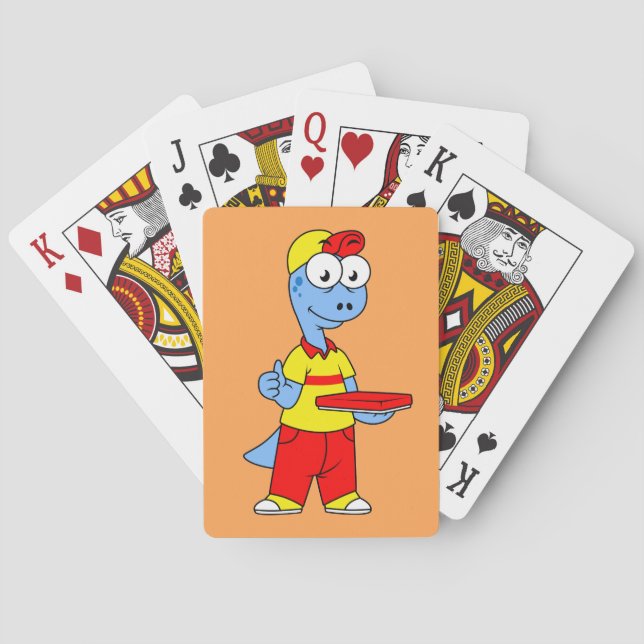 Illustration einer Person, die Brontosaurus liefer Spielkarten (Rückseite)