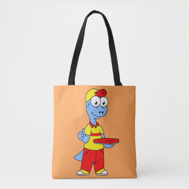 Illustration einer Person, die Brontosaurus liefer Tasche (Vorderseite)