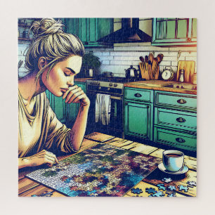 Illustration einer Puzzle-Frau