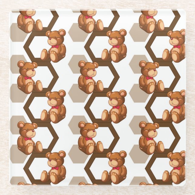 Illustration einer Reihe des Teddybären betreffen Glasuntersetzer (Vorderseite)