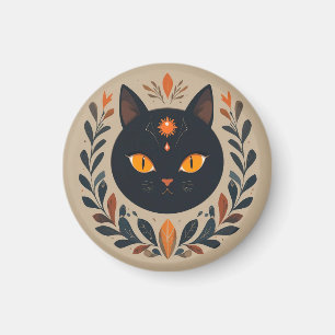 Illustration einer schwarzen Katze mit lebendigen Magnet