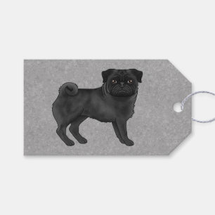 Illustration einer schwarzen Mops-Hunderasse als s Geschenkanhänger