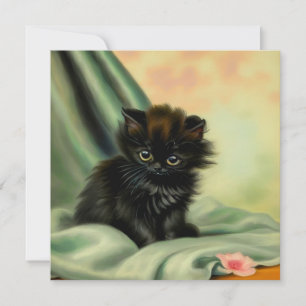 Illustration einer schwarzen Vintage-Katze Einladung