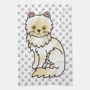 Illustration einer süßen Cartoon-Katze in Cremefar Geschirrtuch
