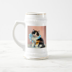 Illustration einer Vintage Calico-Katze Bierglas