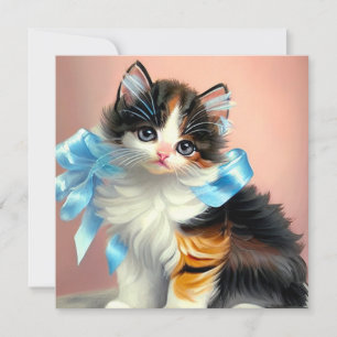 Illustration einer Vintage Calico-Katze Einladung