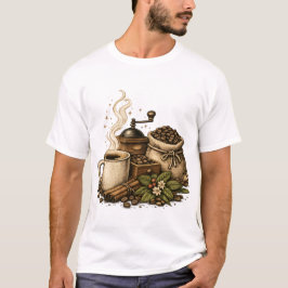Illustration einer Vintage-Kaffeetasse T-Shirt