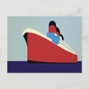 Illustration einer Vintage-Ozeandampfer-Kreuzfahrt Postkarte