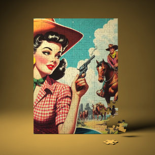 Illustration einer Vintage-Pulp-Cowgirl