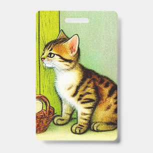 Illustration einer Vintage-Tabbykatze Ausweis