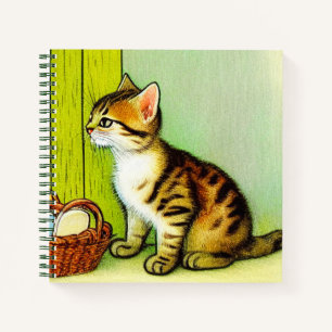 Illustration einer Vintage-Tabbykatze Notizbuch