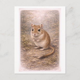 Illustration einer Wüstenspringmaus im Vintage-Sti Postkarte