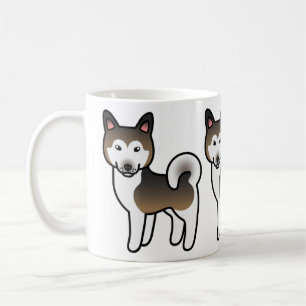 Illustration eines Alaskan Malamute-Hundes in Schw Kaffeetasse