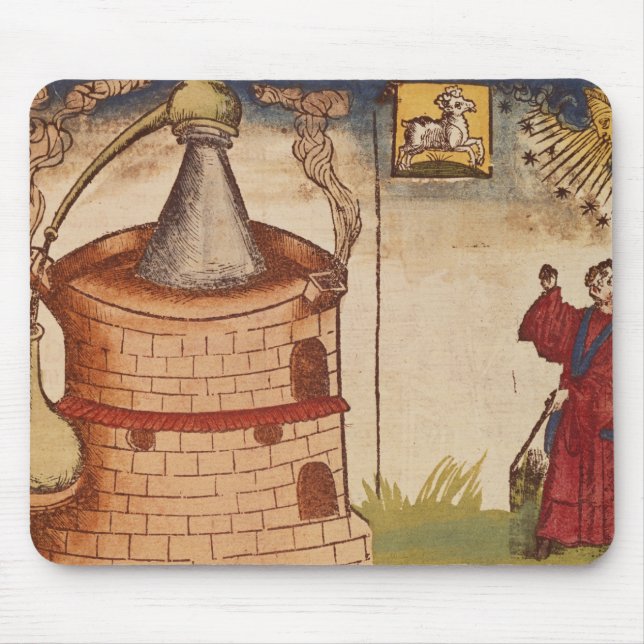 Illustration eines Alchemisten bei der Arbeit Mousepad (Vorne)