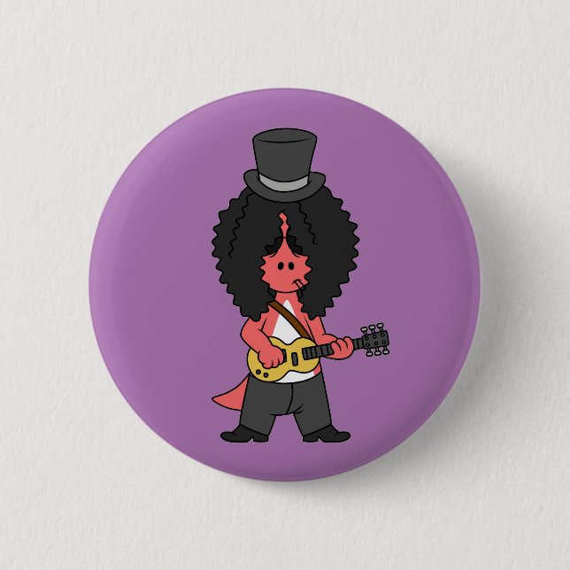 Illustration eines Allosaurus, der als Rockstar ve Button (Vorderseite)