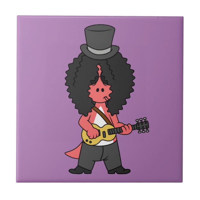 Illustration eines Allosaurus, der als Rockstar ve Fliese (Vorderseite)