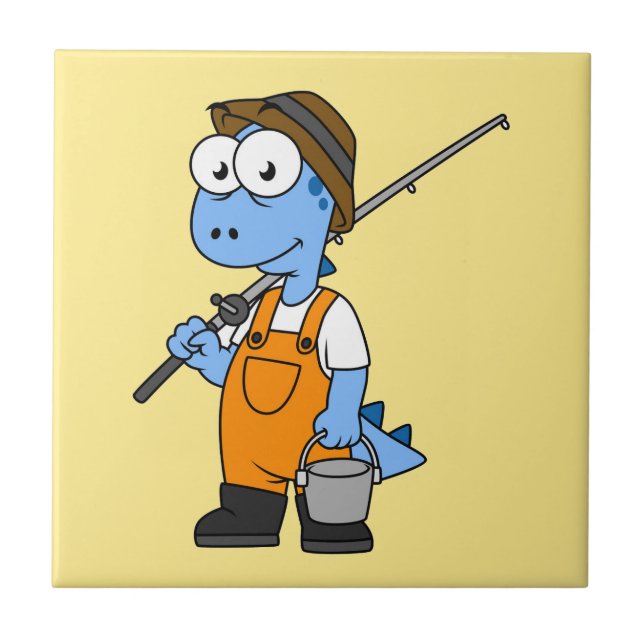 Illustration eines Allosaurus-Fischers. Fliese (Vorderseite)