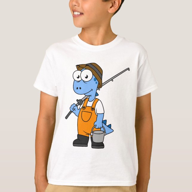 Illustration eines Allosaurus-Fischers. T-Shirt (Vorderseite)