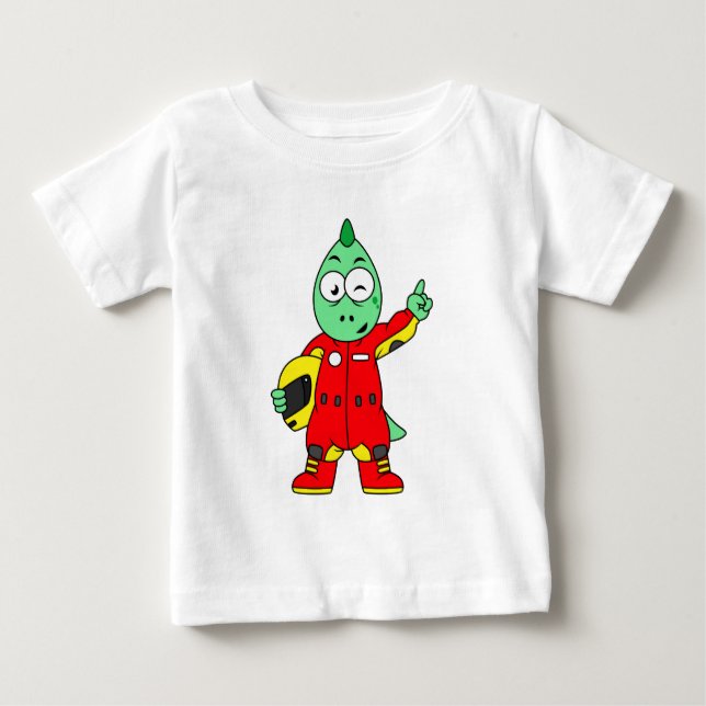 Illustration eines Allosaurus Rennfahrers. Baby T-shirt (Vorderseite)