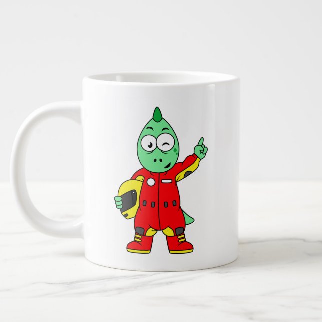 Illustration eines Allosaurus Rennfahrers. Jumbo-Tasse (Links)