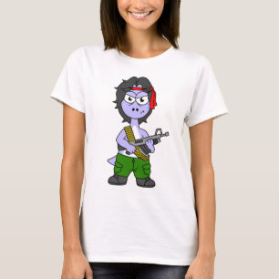 Illustration eines als Rambo verkleideten Brontosa T-Shirt