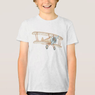 Illustration eines alten Doppeldeckerflugzeugs Tri-Blend Shirt