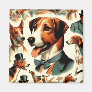 Illustration eines alten englischen Fuchsjagd-Hund Magnet