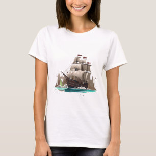 Illustration eines alten Segelschiffs Klassische T-Shirt