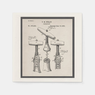 Illustration eines antiken Korkenzieher Serviette