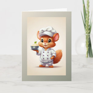 Illustration eines Baby-Eichhörnchen-Kochs Grußkar Karte