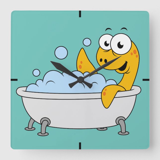 Illustration eines Badesauges Ness Monster. Quadratische Wanduhr (Vorderseite)
