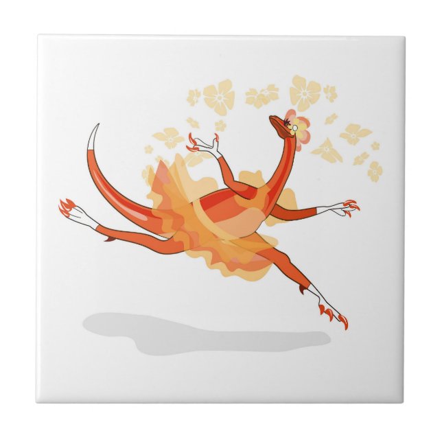 Illustration eines Ballerina TanzRaptors. 2 Fliese (Vorderseite)