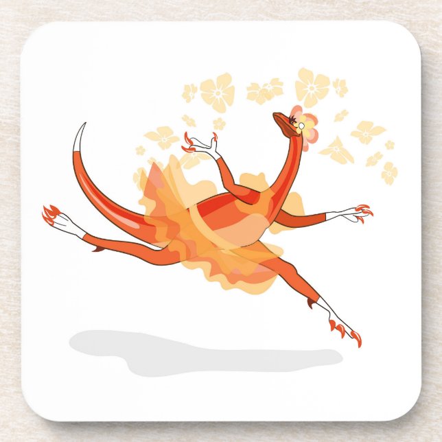 Illustration eines Ballerina TanzRaptors. 2 Getränkeuntersetzer (Vorderseite)