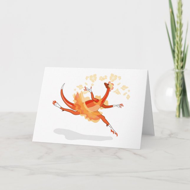 Illustration eines Ballerina TanzRaptors. 2 Karte (Vorderseite)