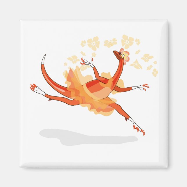 Illustration eines Ballerina TanzRaptors. 2 Magnet (Vorne)