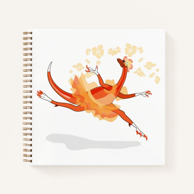 Illustration eines Ballerina TanzRaptors. 2 Notizbuch (Vorderseite)
