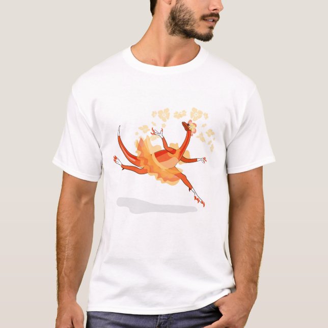 Illustration eines Ballerina TanzRaptors. 2 T-Shirt (Vorderseite)