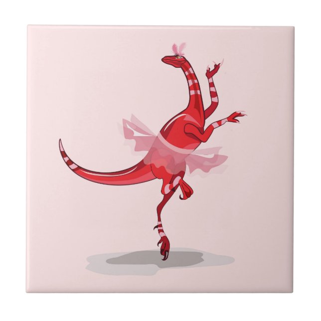 Illustration eines Ballerina TanzRaptors. Fliese (Vorderseite)