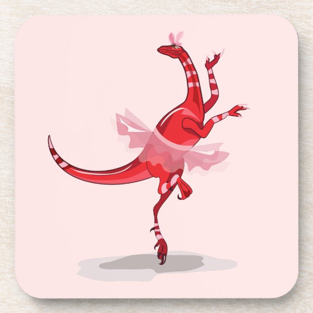 Illustration eines Ballerina TanzRaptors. Getränkeuntersetzer (Vorderseite)